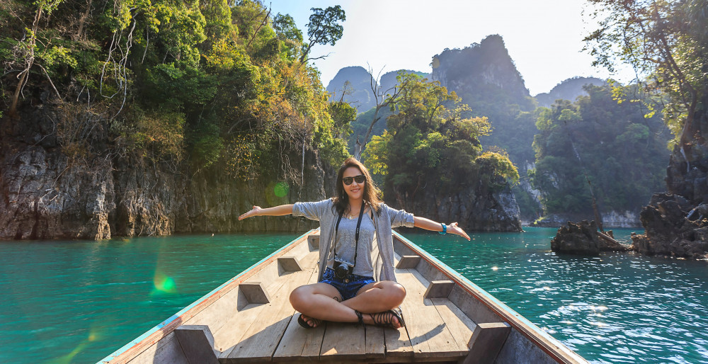 Girl sitting on a boat